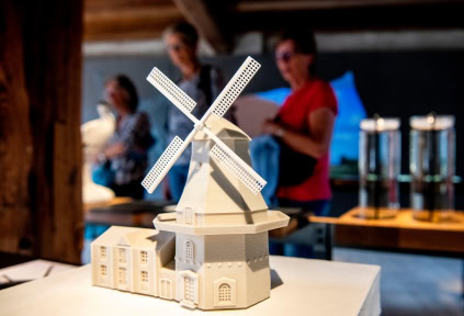 A model of the mill is on display in the exhibition at Højer Mill